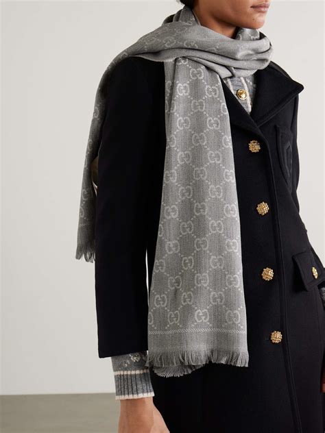 black and gray gucci scarf|Gucci and net sten scarf.